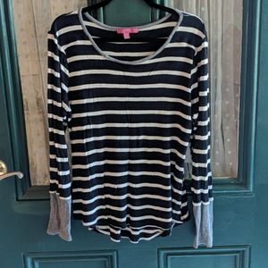 Curve Revolution long sleeve striped Henley. GUC.